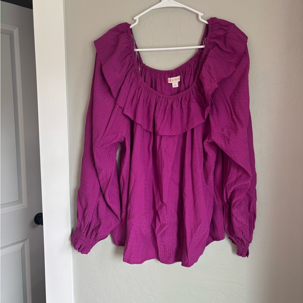 Knox Rose Magenta Ruffle Blouse